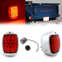 Red LED Tail Lamp Chrome Housing Assembly Flasher Pair for 40-53 Chevy GMC Truck - £115.68 GBP