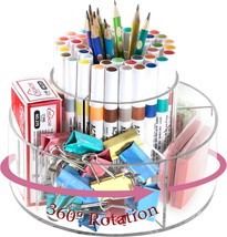 Acrylic Pencil Pen Holder For Desk, Large 10 Compartment Spinning Marker... - $43.95