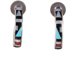 Zuni Multi-stone channel inlay hoop earrings - £73.98 GBP