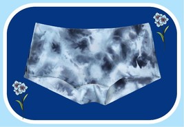 M  NO SHOW Blue Navy Tie Dye Stretch Victorias Secret PINK Boyshort Brief Panty - £8.83 GBP