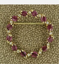 1.50 Ct Marquise Cut Ruby &amp; Diamond Engagement Pin Brooch 14K Yellow Gold Finish - £125.43 GBP