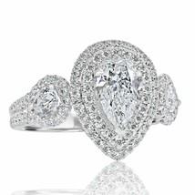 GIA Certified 2.04 Carat Pear Cut Diamond Engagement Ring 18k White Gold - £5,354.31 GBP