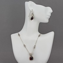 Retired Silpada Sterling Smoky Quartz &amp; Glass Necklace Earrings Set N1264 W1272 - £46.98 GBP