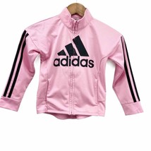 Adidas Youth Girls 6X Full Zip Track Jacket Pink Trefoil Three Stripe Ac... - £14.63 GBP