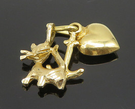 14K GOLD - Vintage Shiny Petite Love Heart Ship Anchor &amp; Cat Pendant - GP014 - £110.65 GBP