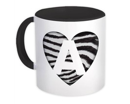 Alphabet Mugs A-Z Letters Initials Monogram Name ABC Cups Zebra Heart Gift - $13.90