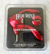 Houdini Red Lever Corkscrew 3-Piece Wine Opener - Foil Cutter - Spiral  Open Box - £19.04 GBP