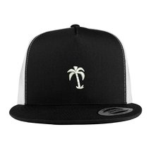 Trendy Apparel Shop Palm Tree Solid White Embroidered 5 Panel Flat Bill 2-Tone T - £19.97 GBP
