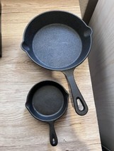 Cast Iron Cookware Set  2Pcs Skillets Set: One  4&#39;&#39; and One 8&#39;&#39; Black NEW - £18.15 GBP