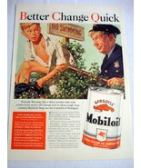 1940 Color Ad Mobiloil Better Change Quick Mobil Oil - $13.70 CAD