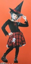 Girls Witch Halloween Costume Punky Black &amp; Red Dress Hat Choker 3 Pc-si... - $17.82