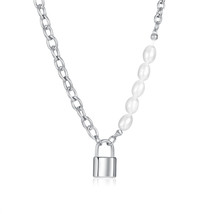 High-Grade Freshwater Pearl Pendant Light Luxury Design Lock Titanium St... - $14.00