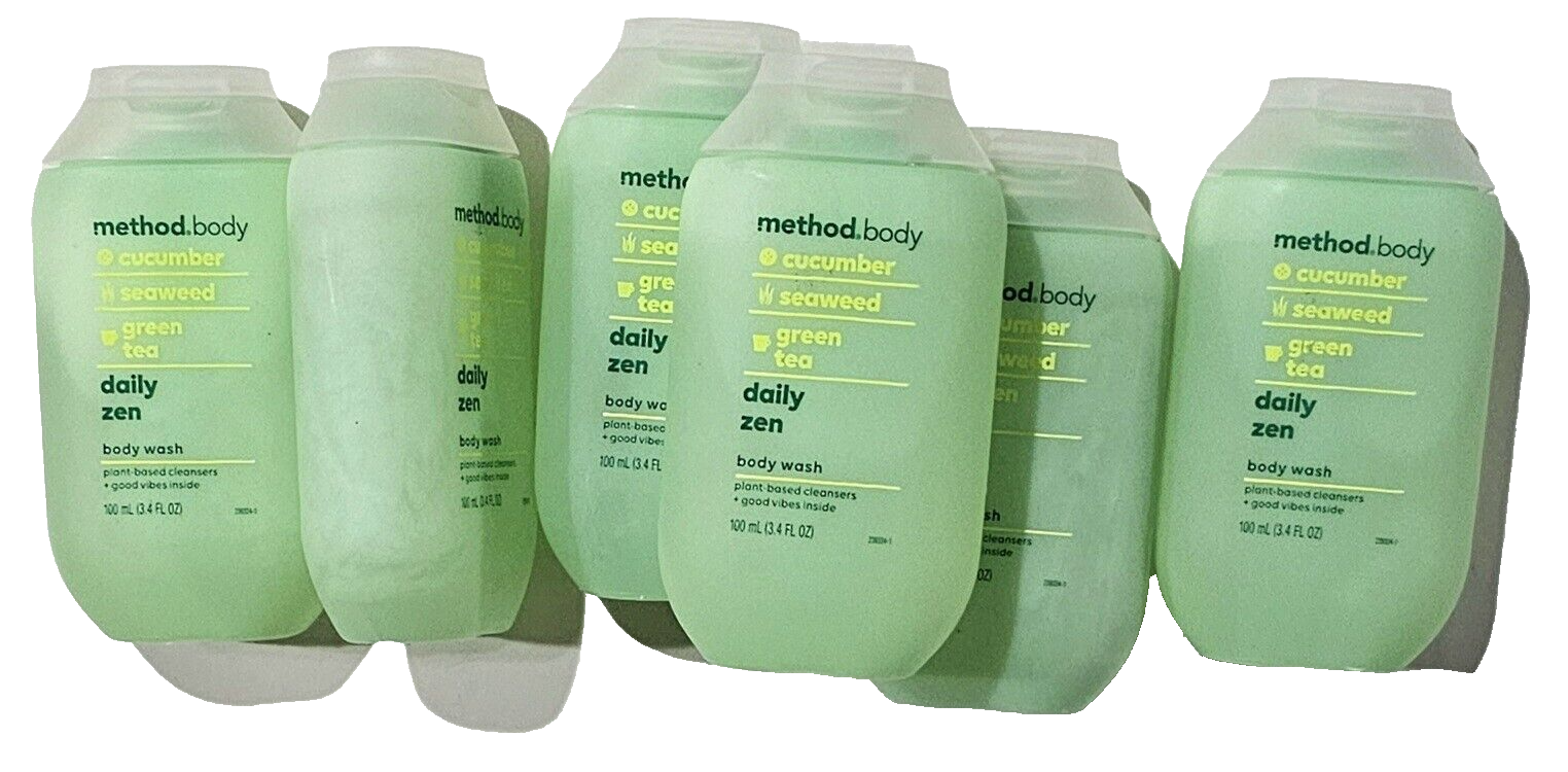 Primary image for 6 Pack Method Body Wash Cucumber Seaweed Green Tea Travel Size 3.4oz