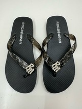 Roca Wear Womens Flip Flops Size 6 Joice Black Sparkle Gem Thong Y2K - $13.98