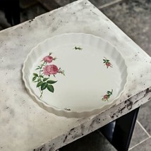 Vintage Christineholm Fluted Quiche Dish Baking Tart Dish Porcelain Pink Roses - £12.47 GBP
