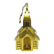 Vintage Detailed 3d Brass Church Chapel Gold Tone  Church Christmas Ornament - £18.32 GBP