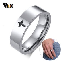 Vnox Simple Cross Ring for Women Men Plain Cut 4mm Glossy Stainless Steel Weddin - £6.77 GBP