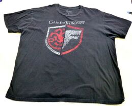 Game Of Thrones Graphic T-Shirt XL Black House Targaryen &amp; Stark Cotton ... - $9.45