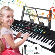 61-Key Electronic Keyboard Portable Digital Music Piano With Stand &amp; Microphone - £86.32 GBP