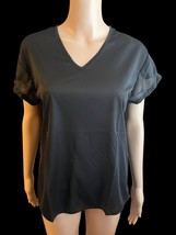 NWT VTG Futuristic Women’s Short Sleeve V-Neck Polyester Sheer Club Shir... - $21.23