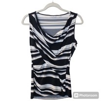 Women&#39;s New York and Company Navy Blue and White Striped Sleeveless Blou... - £14.07 GBP