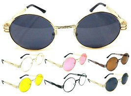 Oversized Round Oval Luxury Sunglasses John Lennon Circle Steampunk Hip Hop Vtg - £6.33 GBP
