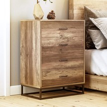 Xresluco 4 Drawer Wood Dresser For Bedroom Nightstand With Drawers, Metal Frame - £97.82 GBP