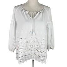 Madewell White Eyelet Lattice Top Blouse Medium - $29.69