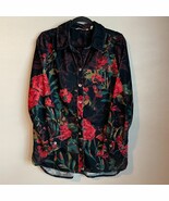 Soft Surroundings Shirt Size Small Black Velvet Red Floral Flowers Roses... - $497.12 MXN