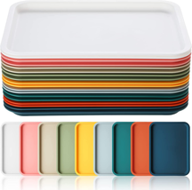 18 Pcs Plastic Fast Food Trays Bulk Colorful Restaurant Serving Trays Cafeteria  - £36.90 GBP