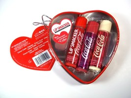 Lip Smacker Coke lip balm 3 pack in Heart tin Classic Vanilla Cherry NEW - £10.38 GBP