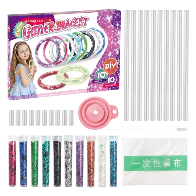 Girls Glitter Bracelet Making Accessory Creative Craft Bracelets Handmade Kits - £14.59 GBP