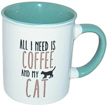 All I Need is Coffee and My Cat Crazy Lady Stoneware Farmhouse Pottery M... - $32.99