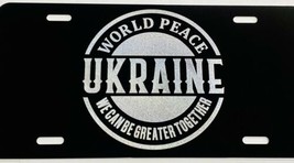 World Peace Ukraine Support Car Tag Engraved Gloss Black Etched License Plate - £17.97 GBP