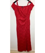 Stunning Valentine Red Lace Sequin Coctail Sweetheart Neck Dress  M Cand... - $40.57 CAD