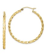 10K Yellow Gold Twisted Diamond Cut Hoop Earrings - €193,91 EUR