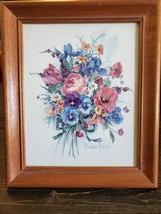 Vintage Barbara Mock Floral Original Oil Painting 12 x 10&quot; Framed + Signed - $149.00