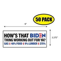 50 PACK 3.375&quot;x9&quot; How&#39;s That Biden Thing Sticker Decal Humor Funny Gift ... - $43.75