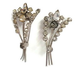 SET OF 2 VINTAGE BROOCHES SPRIGS DELICATE ANTIQUE JEWELRY DISCOLORED STO... - $14.99