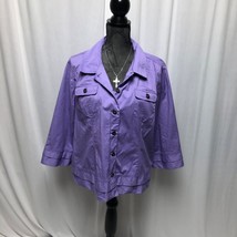 Christopher Banks Jacket Womens XL Lavender Button Up Cotton Blazer - $15.68