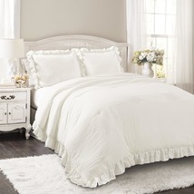 Lush Decor Reyna Ruffle Comforter Set - 3 Piece Cozy Ruffled Bedding Set - Timel - £122.29 GBP