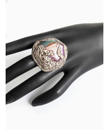Chunky Green Red Ring, Rough Brown Ring, Brown Gold Ring, Green Gold Ring, - $31.45 CAD