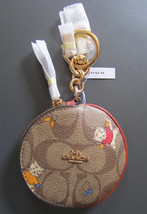 Coach Kitty Cat Mittens Circular Coin Purse Key Ring fob Bag Charm New $128 - $87.12