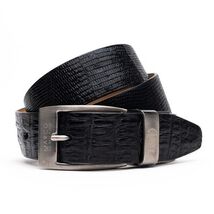 Giovanni Genuine Exotic Lizard Ring Ciman Belly Belt Black image 3
