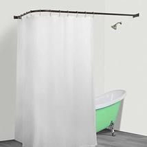 L Shaped Shower Curtain Rod Bronze Aluminum Wrap Around Pole Round Corne... - £61.06 GBP