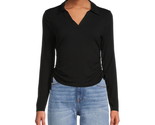 No Boundaries Juniors Ruched Collar Knit Polo Shirt Black Soot M (7-9) - $18.80
