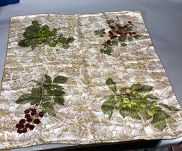 100% Silk Scarf W/ Leaves And Berries - 30x30” - $19.79
