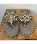 Jack Rogers Gold Glitter Sparkle  PVC Jelly Thong Sandals Size 11 - $486.12 MXN