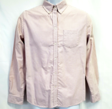 Eddie Bauer Button-down Shirt Men’s Size M Pink Striped 100% Cotton Long Sleeve - £10.21 GBP