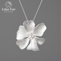 18K Gold Zircon Elegant Large Peony Flower Pendants and Necklaces for Women 925  - £38.36 GBP